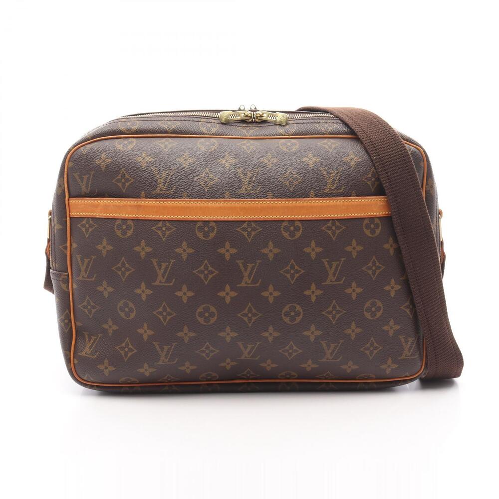 Louis Vuitton Reporter Shoulder Bag Canvas Leather Monogram Brown